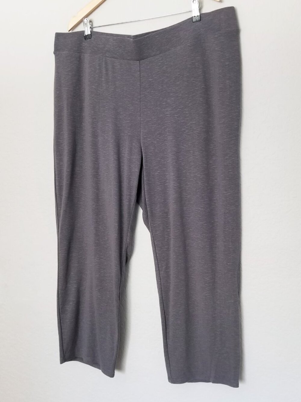 NEW Pure J. Jill Slate Gray Knit Pull On Pants 3X Wide Leg Crop Lyocell Linen